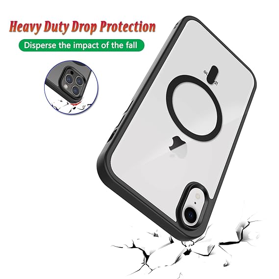 Black MagSafe Clear Transparent Silicone case for Apple iphone Xr