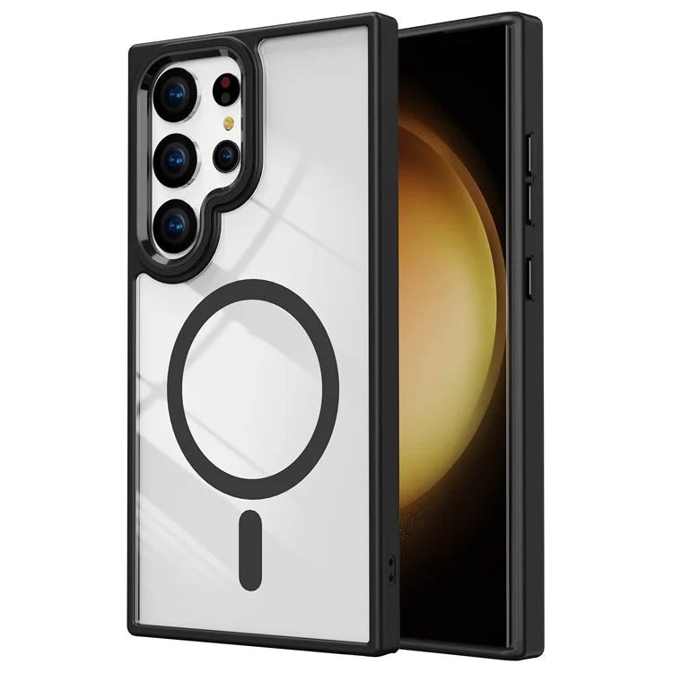 Black MagSafe Clear Transparent Silicone case for Samsung S25 Ultra