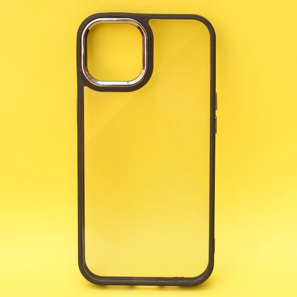 Black Metal Safe Transparent Case for Apple iphone 11