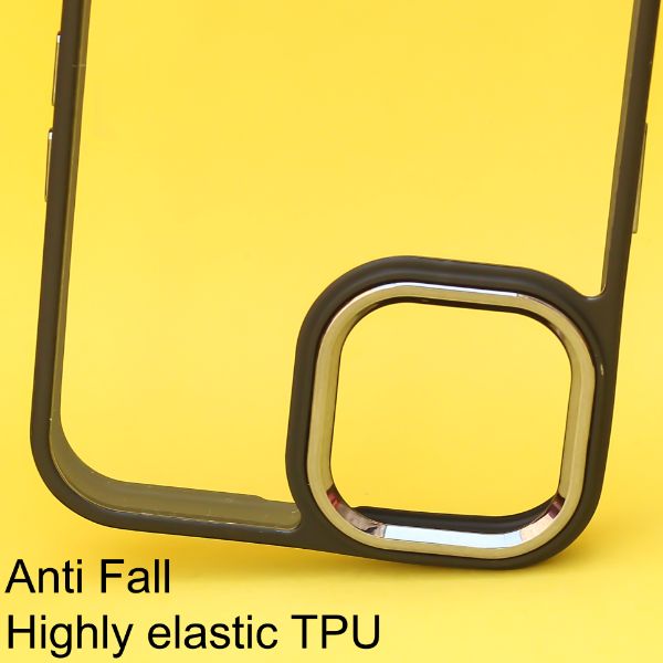 Black Metal Safe Transparent Case for Apple iphone 11