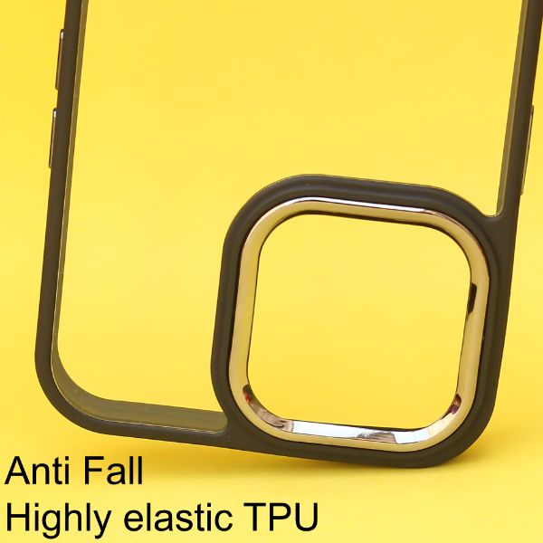 Black Metal Safe Transparent Case for Apple iphone 14 Pro