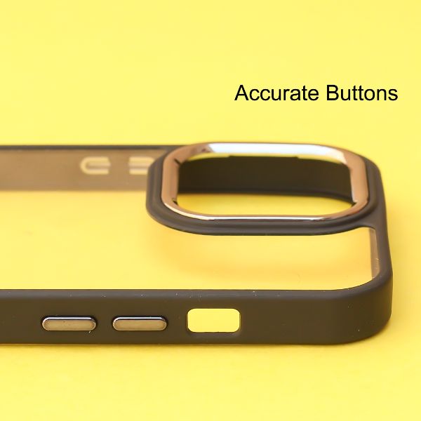 Black Metal Safe Transparent Case for Apple iphone 14 Pro