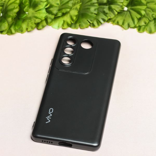 Black Metallic Finish Silicone Case for Vivo V27 5G