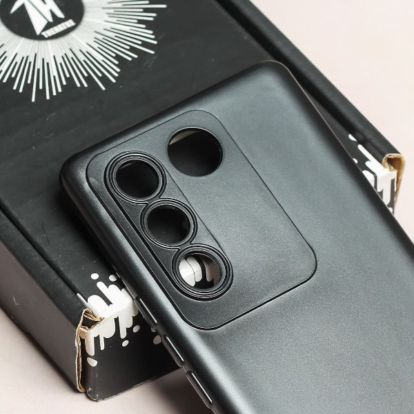 Black Metallic Finish Silicone Case for Vivo V27 5G