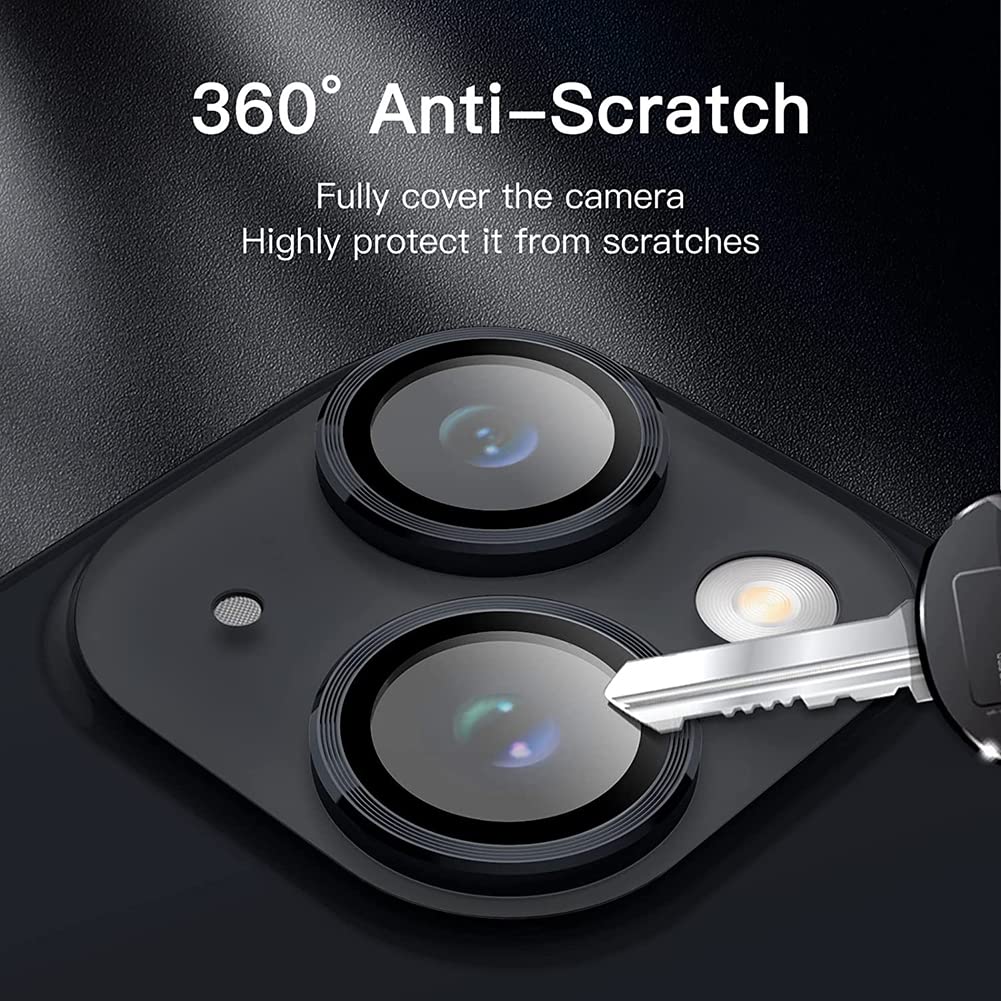 Black Metallic camera ring lens guard for Apple iphone 15