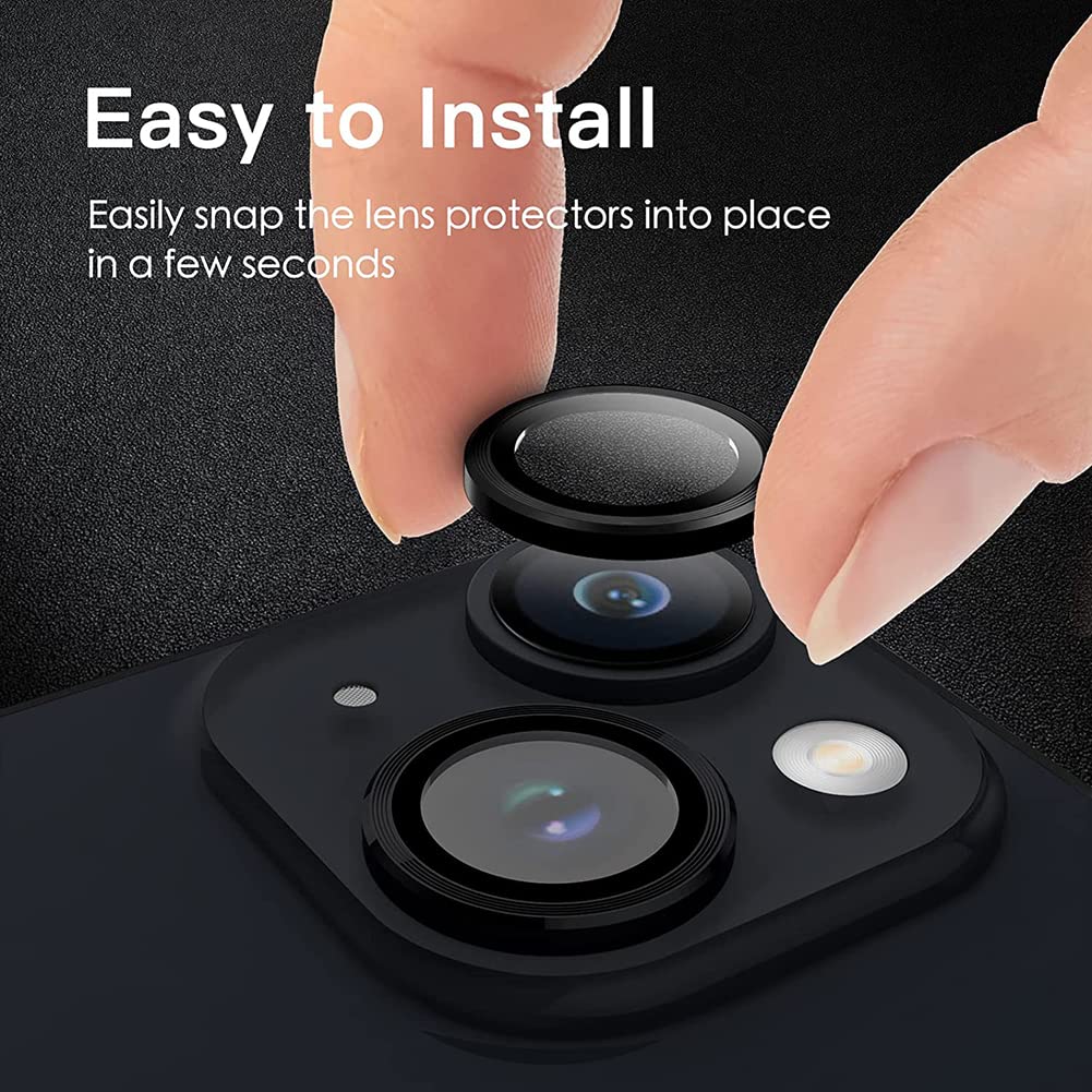 Black Metallic camera ring lens guard for Apple iphone 15