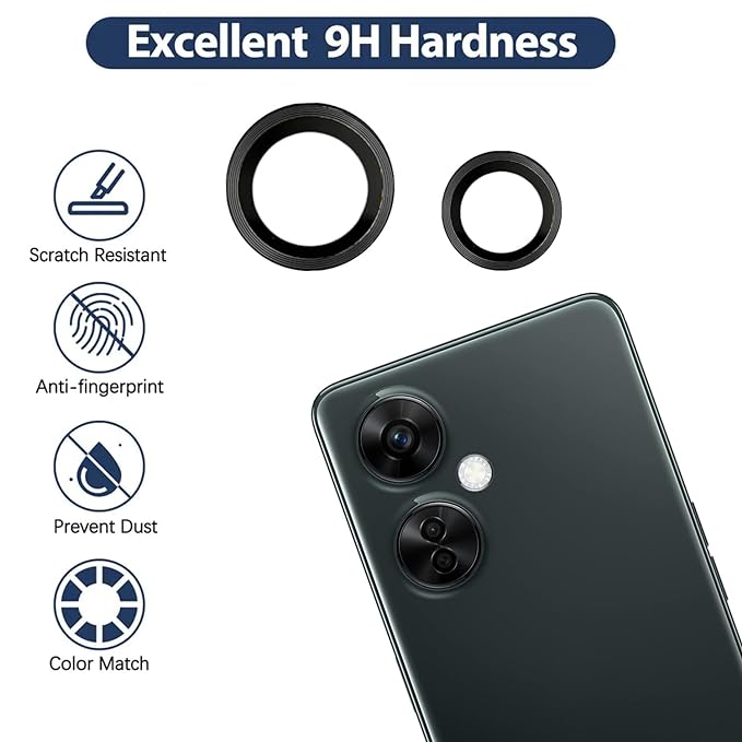 Black Metallic camera ring lens guard for Oneplus Nord Ce 3