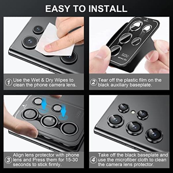 Black Metallic camera ring lens guard for Samsung S23 Ultra