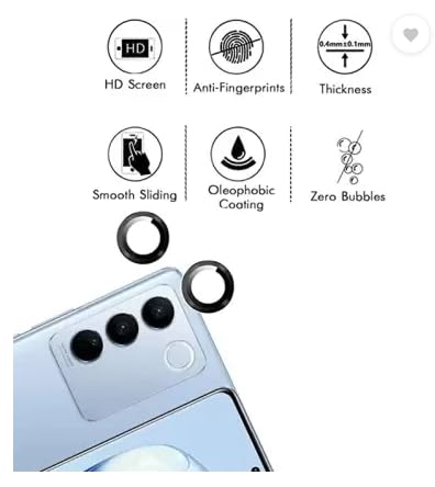 Black Metallic camera ring lens guard for Vivo V27