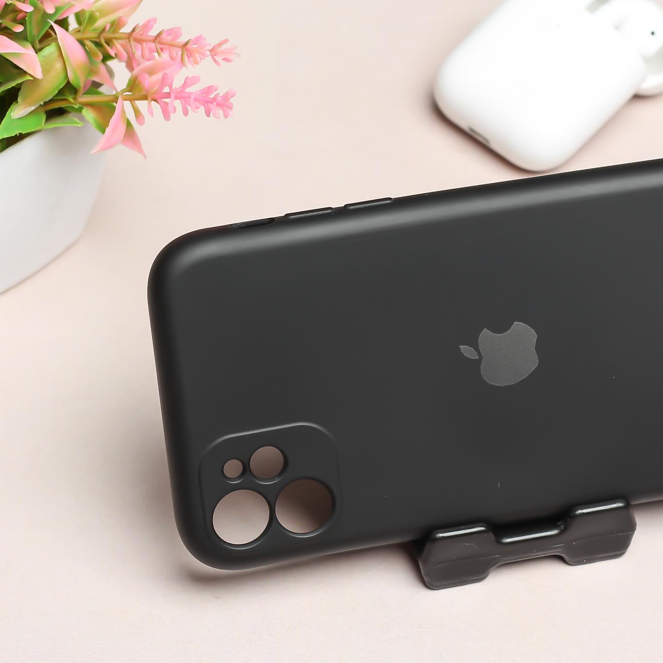 Black Original Camera Safe Silicone case for Apple iphone 12