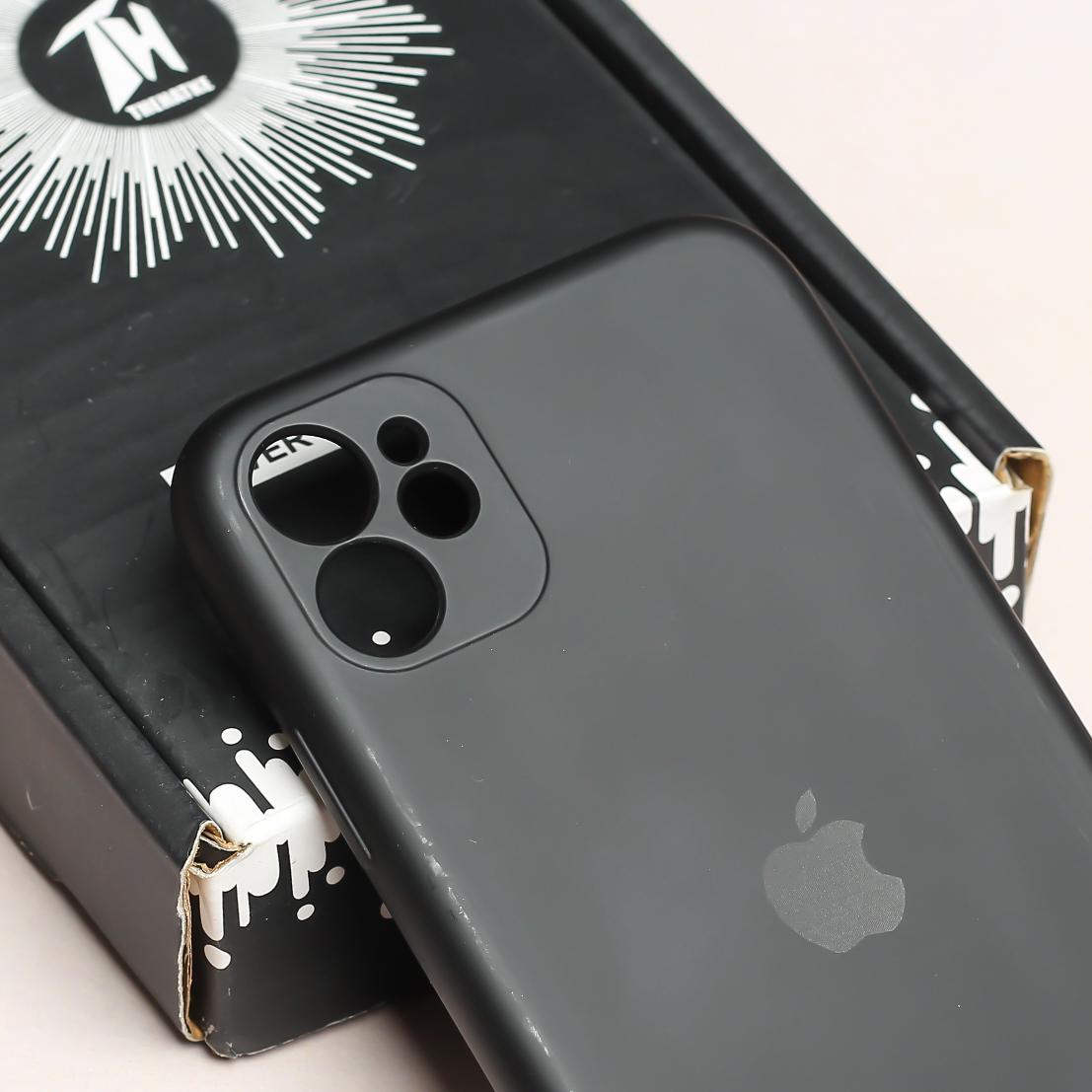 Black Original Camera Safe Silicone case for Apple iphone 12