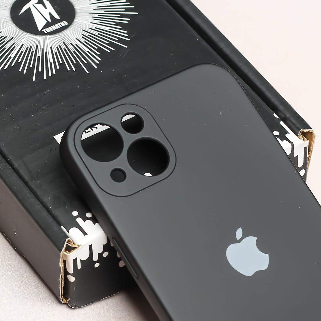 Black Original Camera Safe Silicone case for Apple iphone 14