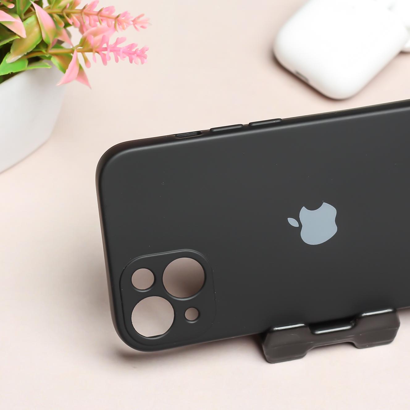 Black Original Camera Safe Silicone case for Apple iphone 14 Plus