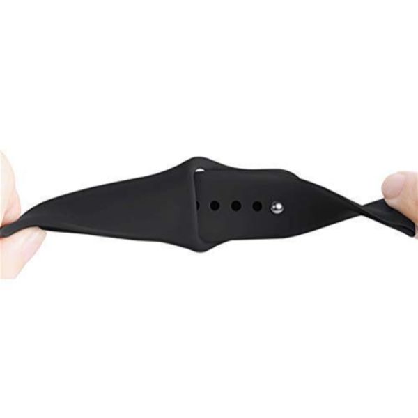 Black Plain Silicone Strap For Smart Watch (20mm)