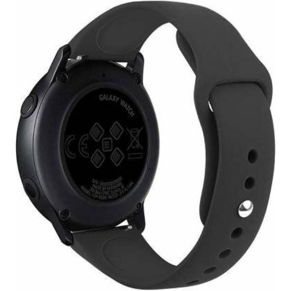 Black Plain Silicone Strap For Smart Watch (20mm)