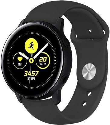 Black Plain Silicone Strap For Smart Watch (22mm)