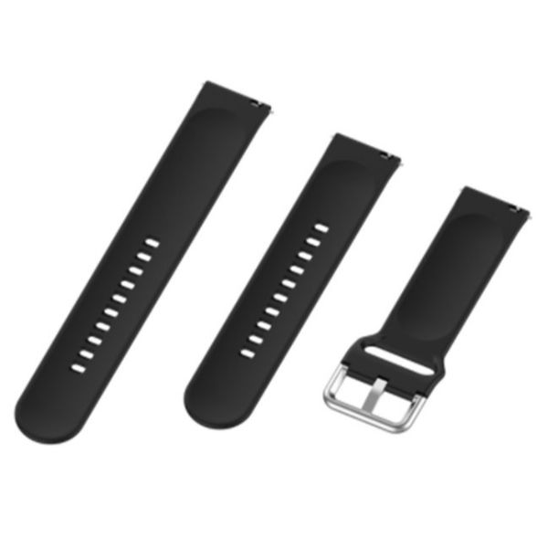 Black Plain Silicone Strap With Stainless steel Buckle For Smart Watch (20mm)