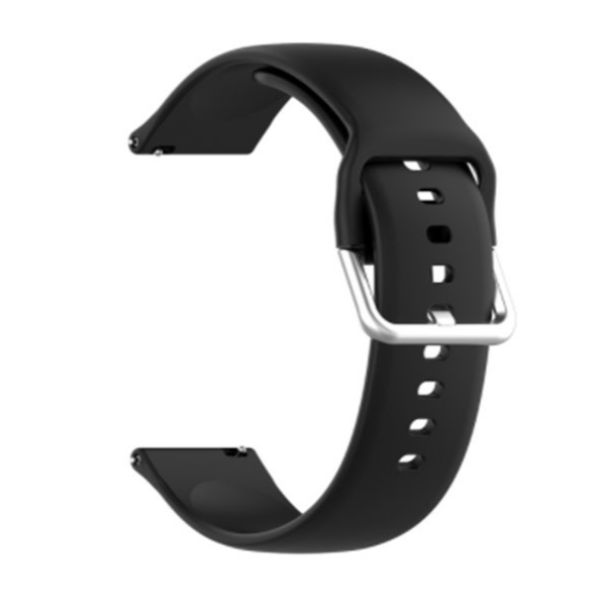Black Plain Silicone Strap With Stainless steel Buckle For Smart Watch (20mm)