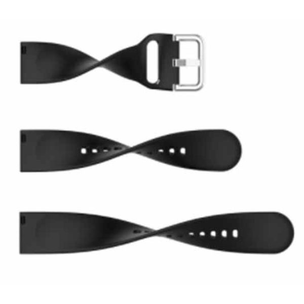 Black Plain Silicone Strap With Stainless steel Buckle For Smart Watch (20mm)