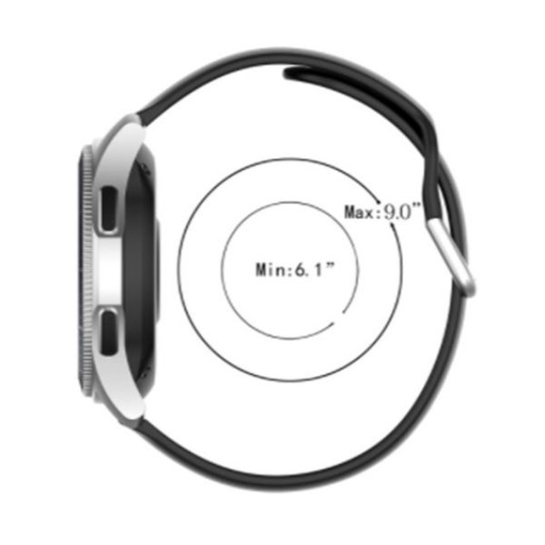Black Plain Silicone Strap With Stainless steel Buckle For Smart Watch (20mm)