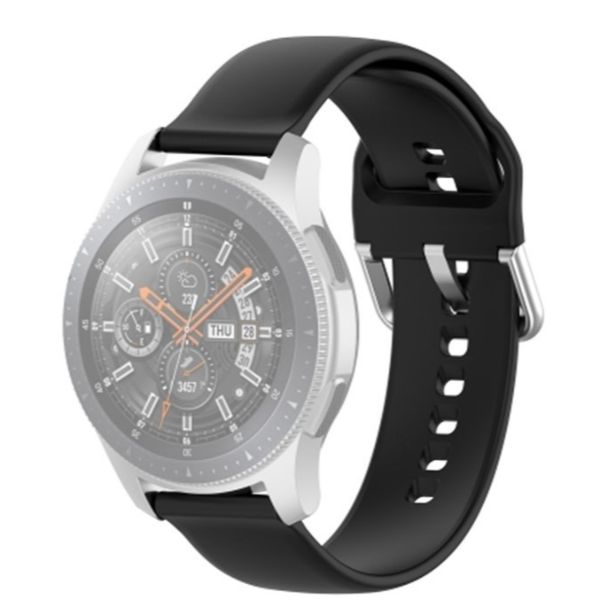 Black Plain Silicone Strap With Stainless steel Buckle For Smart Watch (20mm)