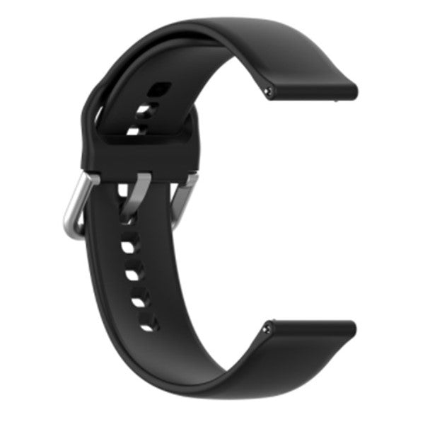 Black Plain Silicone Strap With Stainless steel Buckle For Smart Watch (22mm)