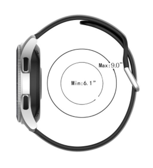 Black Plain Silicone Strap With Stainless steel Buckle For Smart Watch (22mm)