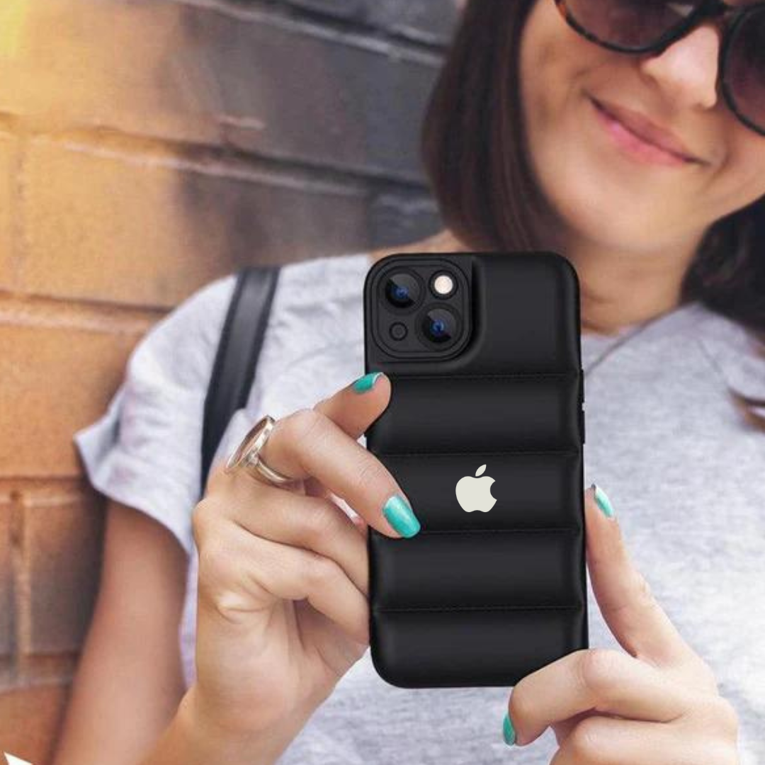 Black Puffon silicone case for Apple iPhone 15