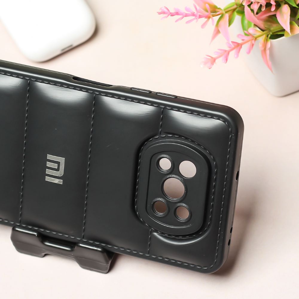 Black Puffon silicone case for Poco X3