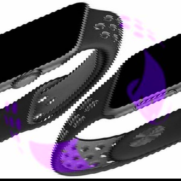 Black Purple Dotted Silicone Strap For Apple Watch Series 8 (42mm/44mm/45mm/46mm/49mm)