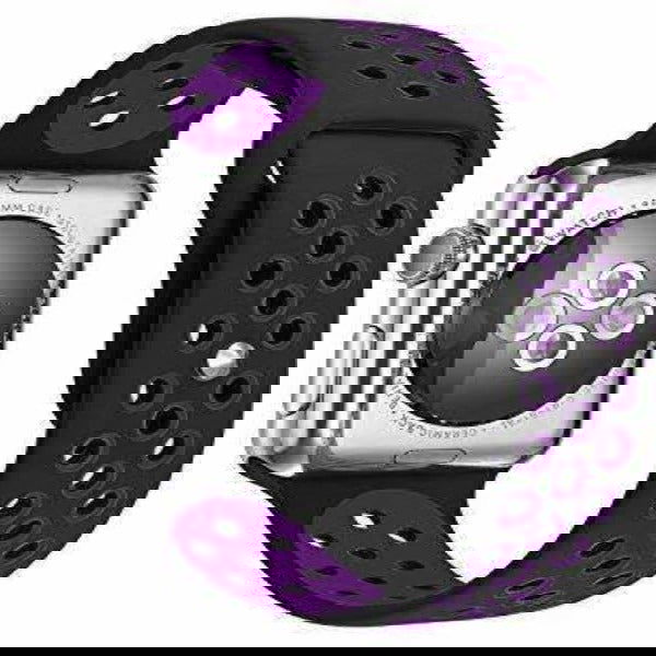 Black Purple Dotted Silicone Strap For Apple Watch Series 8 (42mm/44mm/45mm/46mm/49mm)