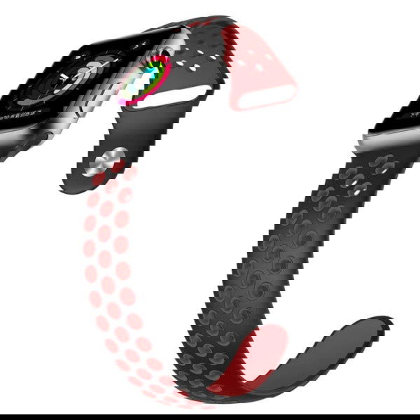 Black Red Dotted Silicone Strap For Apple Watch Series 2  (38mm/40mm/41mm)