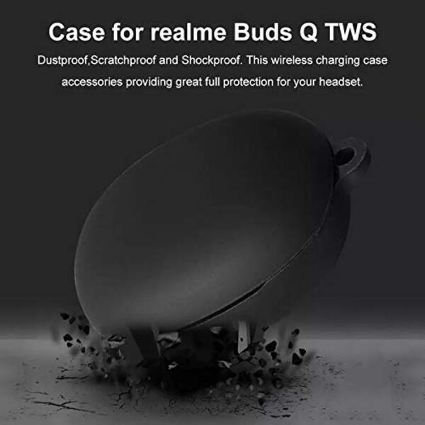 Black Silicone buds case for Realme Q