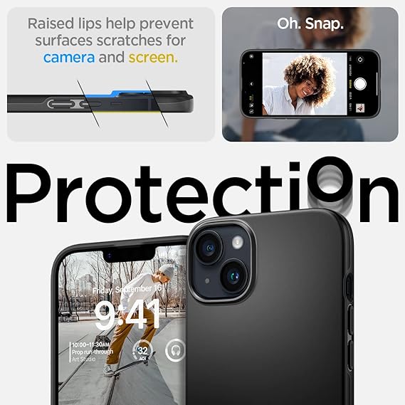 Black Thin Fit (TPU + Poly Carbonate) case for Apple Iphone 14 Plus