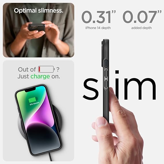 Black Thin Fit (TPU + Poly Carbonate) case for Apple Iphone 14 Plus