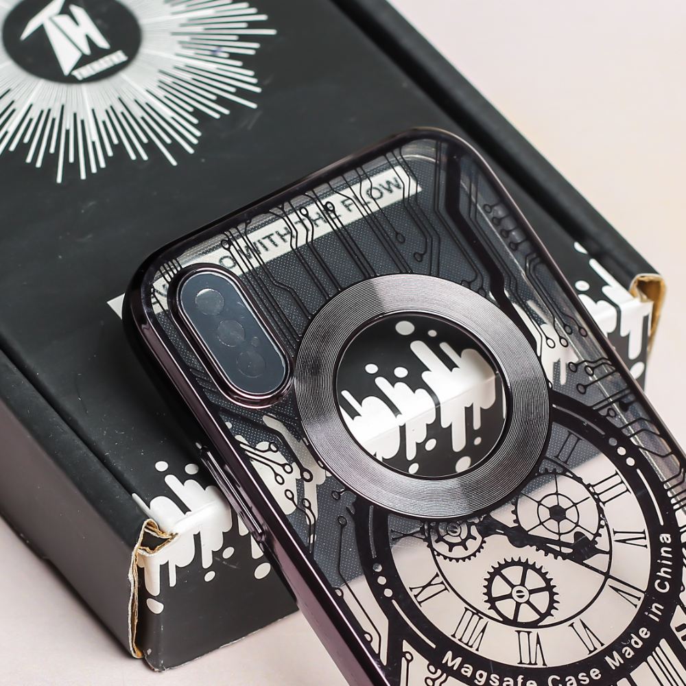 Black Watch Machine Logo Cut Transparent Case for Apple Iphone X/Xs