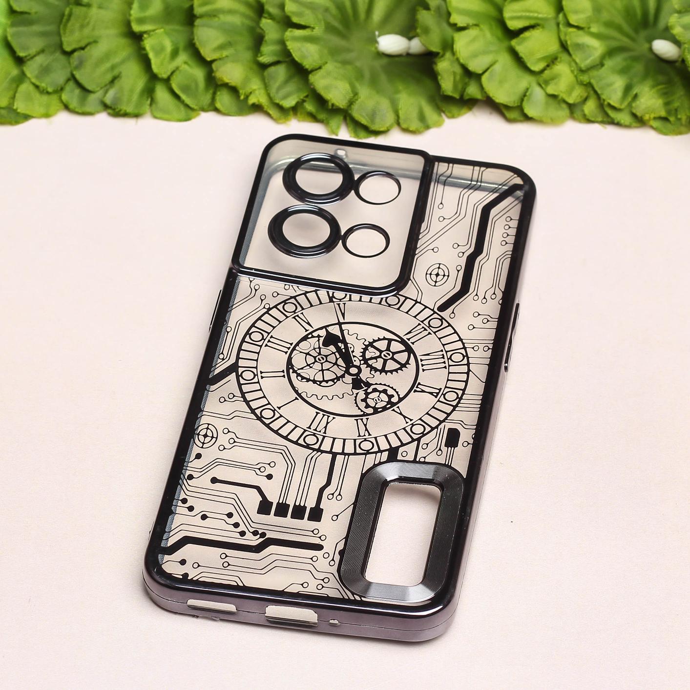 Black Watch Machine Logo Cut Transparent Case for Oppo Reno 8