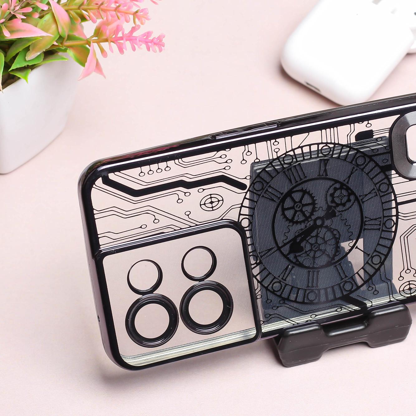 Black Watch Machine Logo Cut Transparent Case for Oppo Reno 8