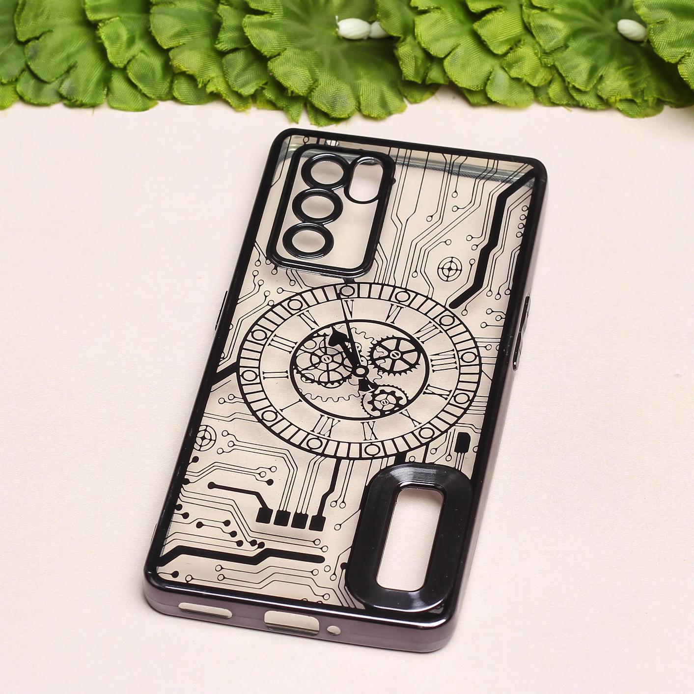 Black Watch  Machine Logo Cut Transparent Case for Oppo Reno 6 Pro