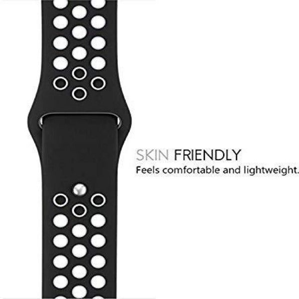 Black White Dotted Silicone Strap For Apple Watch Series SE GEN 2  (38mm/40mm/41mm)