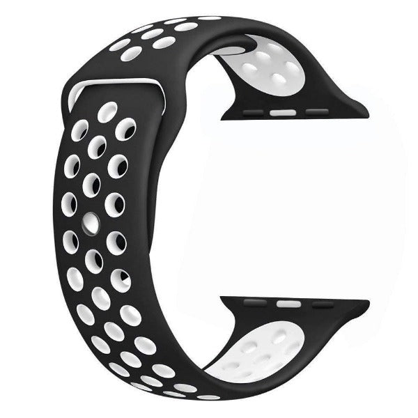 Black White Dotted Silicone Strap For Apple Watch Series SE 2020 (42mm/44mm/45mm/46mm/49mm)