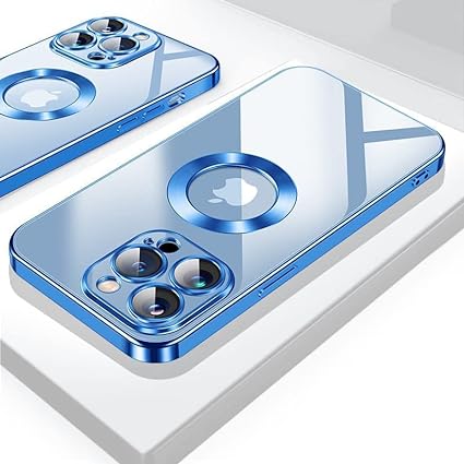 Blue 6D Chrome Logo Cut Transparent Case for Apple iphone 11 Pro