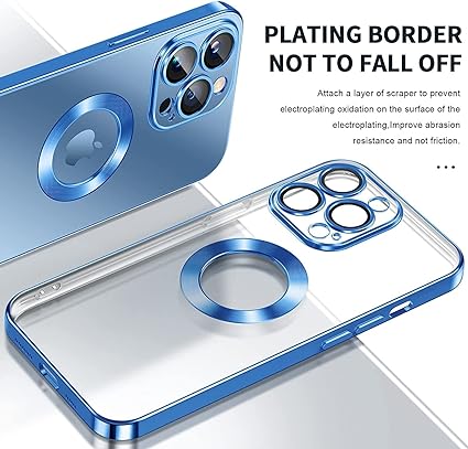 Blue 6D Chrome Logo Cut Transparent Case for Apple iphone 11 Pro