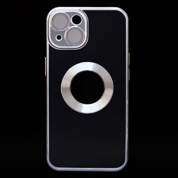 Blue 6D Chrome Logo Cut Transparent Case for Apple iphone 13