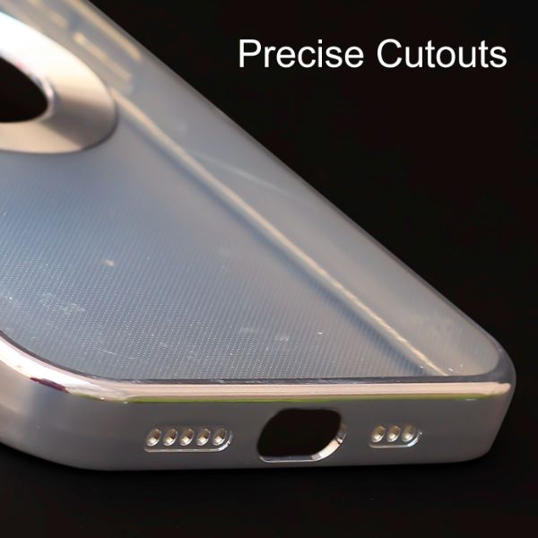 Blue 6D Chrome Logo Cut Transparent Case for Apple iphone 13