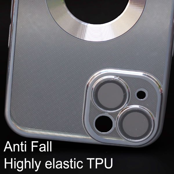 Blue 6D Chrome Logo Cut Transparent Case for Apple iphone 14