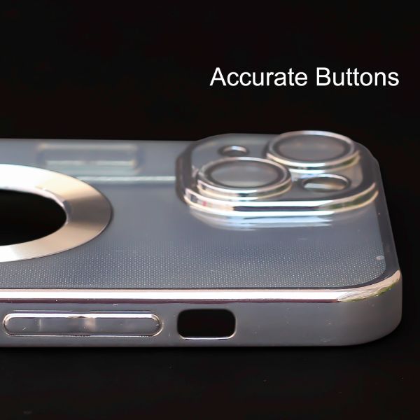 Blue 6D Chrome Logo Cut Transparent Case for Apple iphone 14