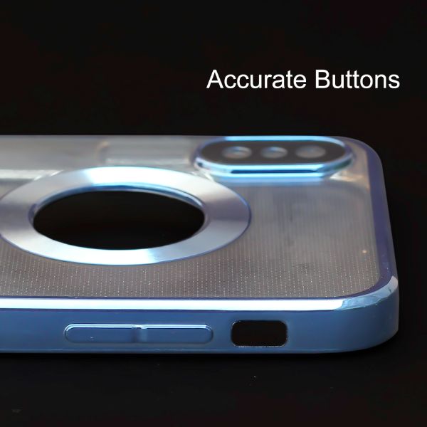 Blue 6D Chrome Logo Cut Transparent Case for Apple iphone X/Xs
