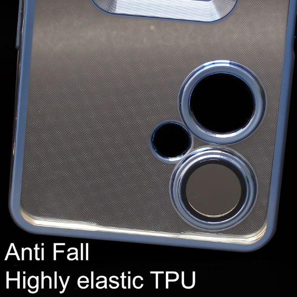 Blue 6D Chrome Logo Cut Transparent Case for Oneplus Nord CE 3 Lite