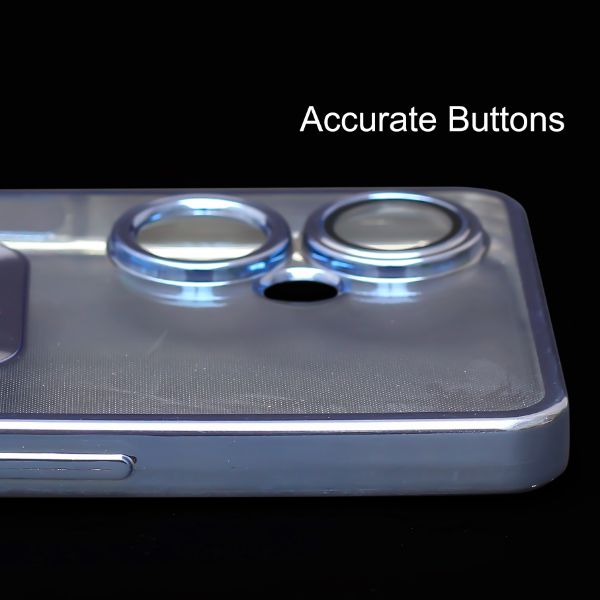 Blue 6D Chrome Logo Cut Transparent Case for Oneplus Nord CE 3 Lite